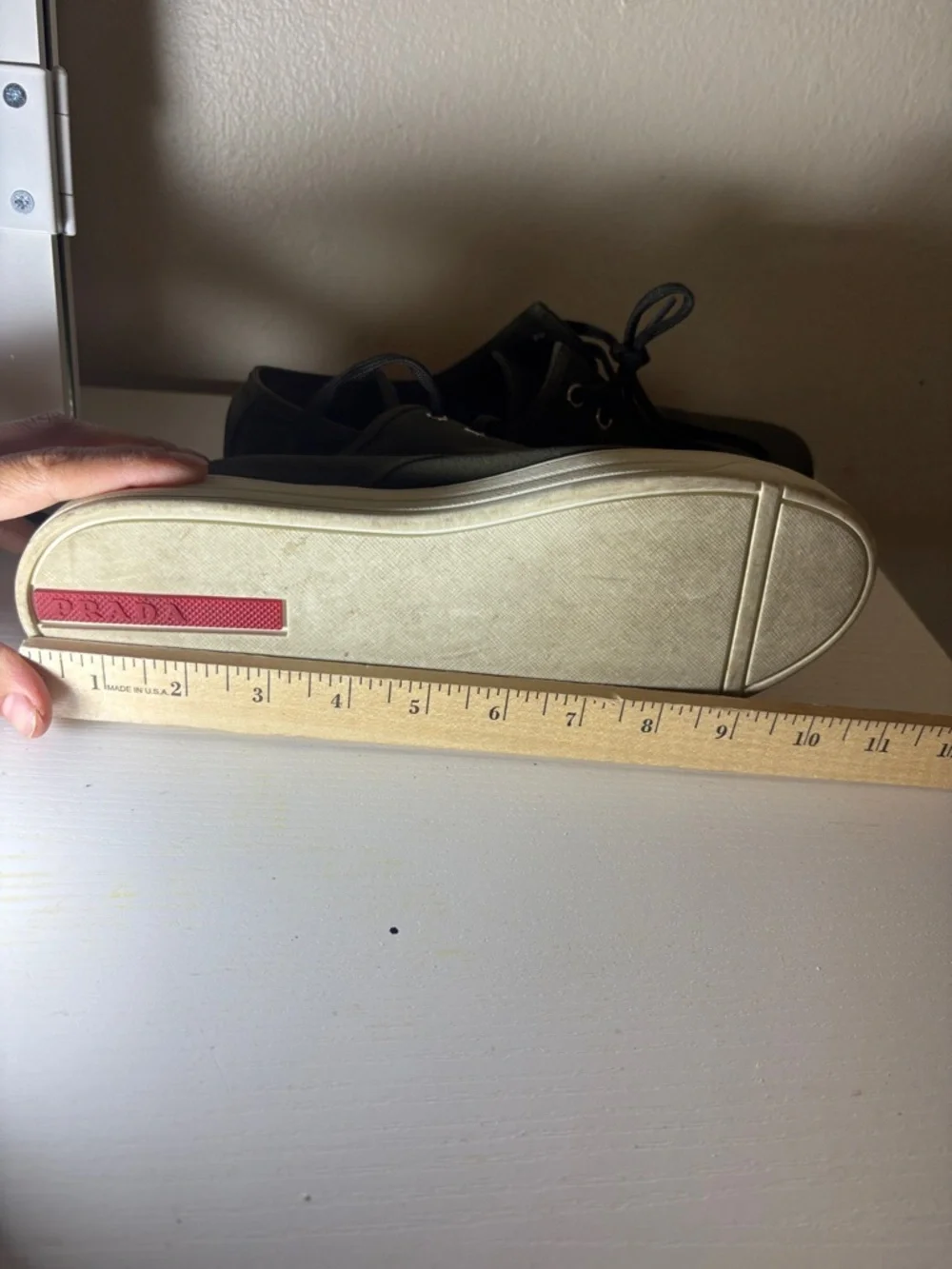 Prada Olive Canvas Low-Top Sneakers with White Sole